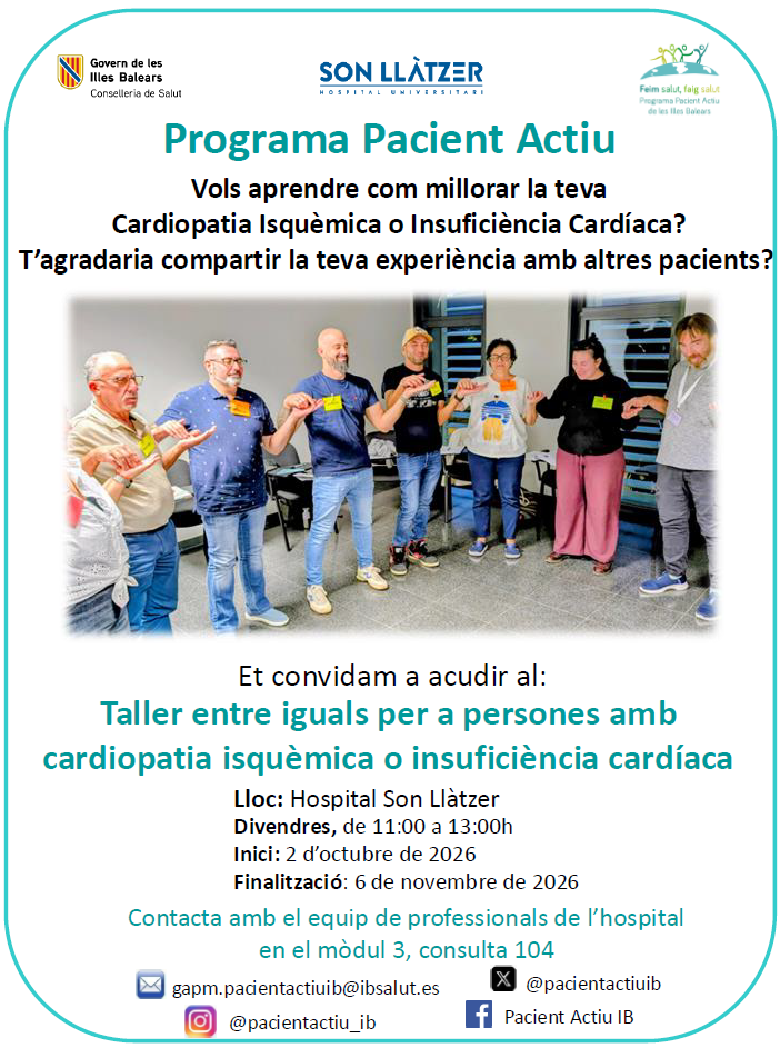 Taller entre iguales para personas con cardiopatía isquémica/insuficiencia cardiaca